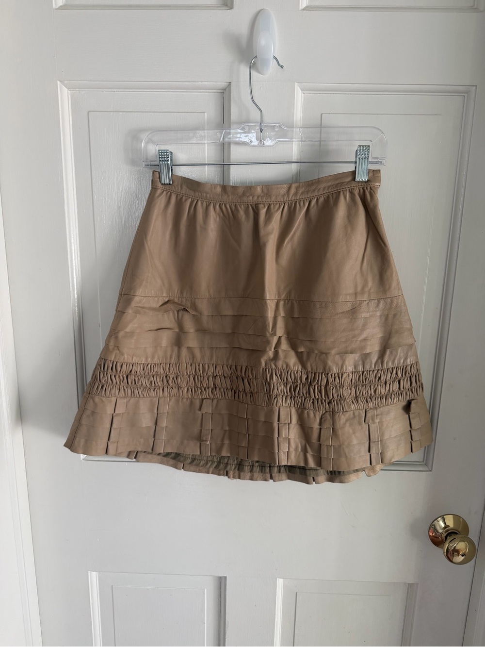 Joie Briza B Leather Mini Skirt 100% Lambskin Brown Size S